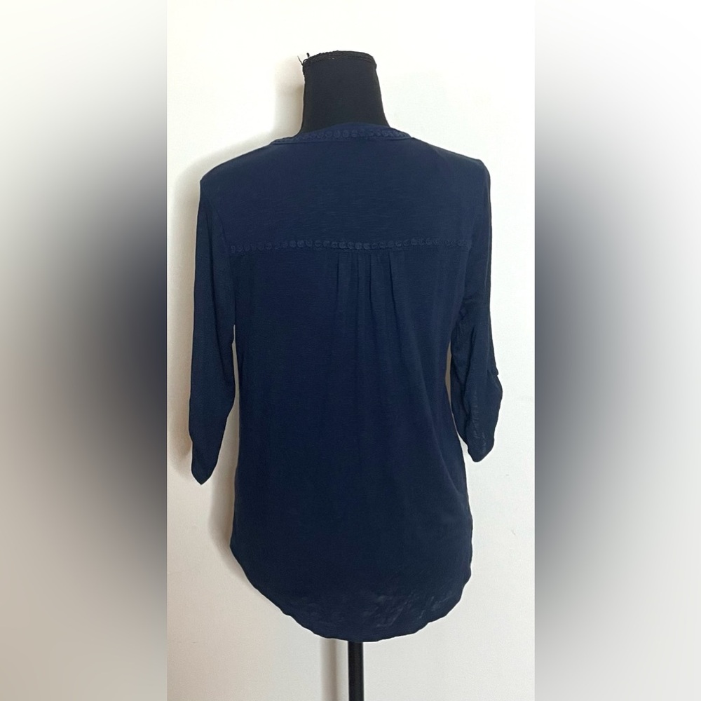 Democracy- Midnight Blue Blouse with Button Accents Size S - Picture 5 of 10